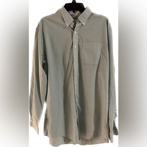 L.L. Bean casual oxford shirt, green check pattern, wrinkle free/slightly fitted
